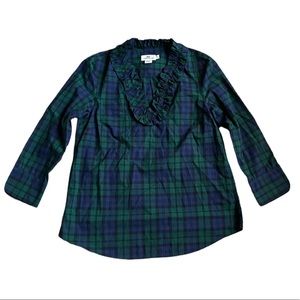 Vineyard Vines | Pampanga Plaid V-neck Ruffle Detail Blouse